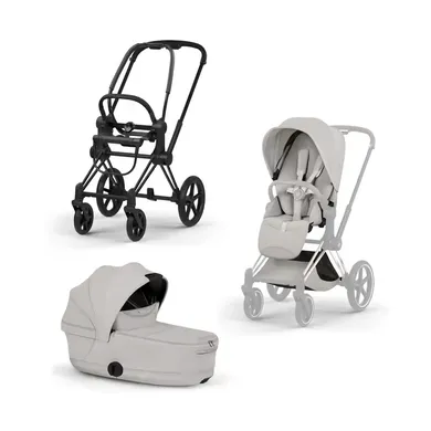 Kinderwagen Komplettsets, cybex PLATINUM, Grau – Besonderheit: Set bestehend aus Rahmen, Babywanne und Sitzpaket