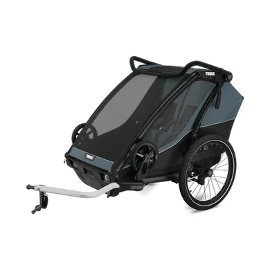 Fahrradanhänger, THULE, Grau – Besonderheit: inkl. Rückleuchte, Fahrrad- und Spazierausrüstung, Regen- und Sonnenschutz