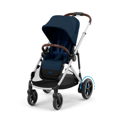 Kombi-Kinderwagen, cybex, Blau – Besonderheit: mit E-Antrieb und intuitiver Geschwindigkeitsregelung