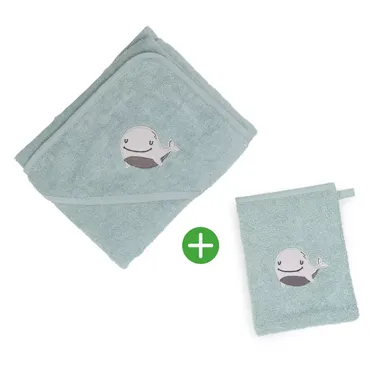 Waschlappen, LITTLE ONE, Blau – Besonderheit: Set bestehend aus 2er Pack Waschhandschuhen und 1 Badetuch