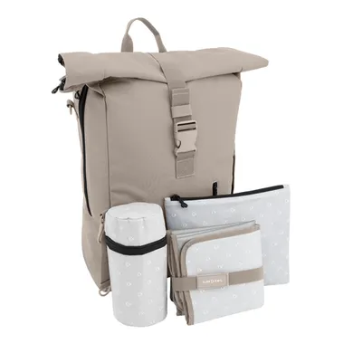 Wickelrucksäcke, ELSA & EMIL, Beige – Besonderheit: inkl. Karabinerhaken, Wickelunterlage, Flaschen-Isoliertasche und Extra-Tasche