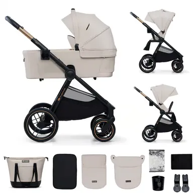 Kombi-Kinderwagen, Kinderkraft, Grau – Besonderheit: perfekt für Stadt und Gelände dank pannensicherer Räder