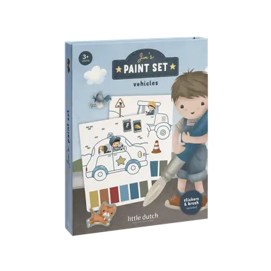 Malen & Kneten, LITTLE DUTCH, Blau – Besonderheit: Malbuch mit Ausmalbildern, Wasserfarben, einem Pinsel sowie Stickern