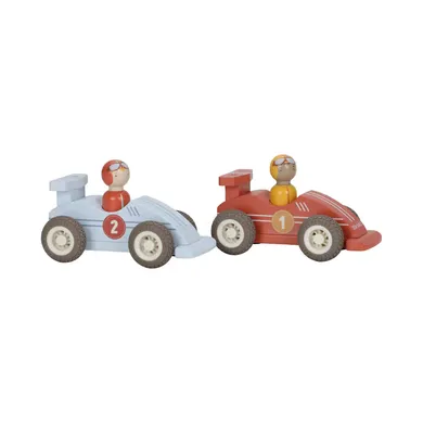 Spielzeugautos, LITTLE DUTCH, Mehrfarbig – Besonderheit: mit 2 Rennautos und 2 austauschbaren Rennfahrern