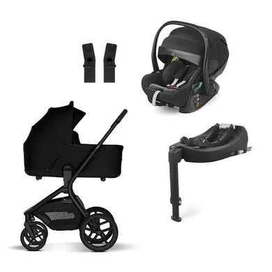 Kinderwagen Komplettsets, My junior, Schwarz – Besonderheit: Set bestehend aus Kinderwagen, Babyschale, Base und Adapter