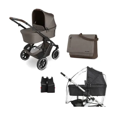 Kinderwagen Komplettsets, ABC DESIGN, Beige – Besonderheit: Set bestehend aus Kombi-Kinderwagen, Wickeltasche, Regenschutz und Adapter