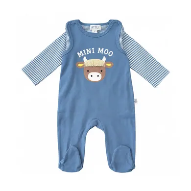 Strampler, LITTLE, Blau – Besonderheit: Set bestehend aus Strampler und Langarmshirt