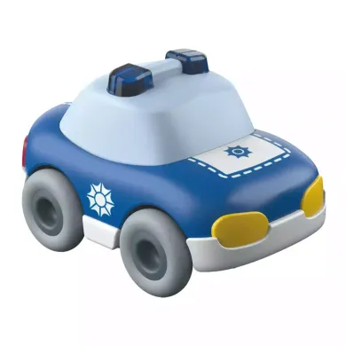 Spielzeugautos, HABA, Blau – Besonderheit: mit Schwungmotor: kurz anschieben, schon fährt das Polizeiauto von alleine weiter