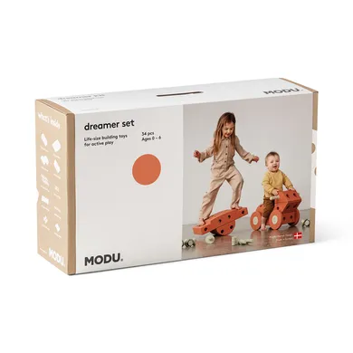 MODU, MODU, Orange – Besonderheit: 34-teiliges Set zum gleichzeitigen Bauen mehrerer lebensgroßer Spielzeuge