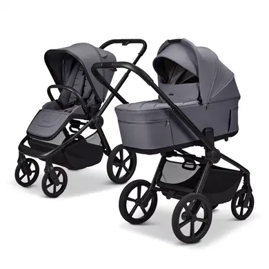 Kombi-Kinderwagen, MOON, Grau – Besonderheit: faltbar mit Babywanne auf dem Gestell