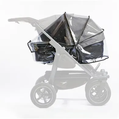 Regen- & Kälteschutz, tfk, Transparent – Besonderheit: Regenabdeckung für den tfk Duo2 Geschwisterwagen mit Liege-/Sitz-Einheit