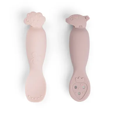 Babylöffel, done by deer, Pink – Besonderheit: mit einem Löffel zum Eintauchen und einem zum Auflöffeln