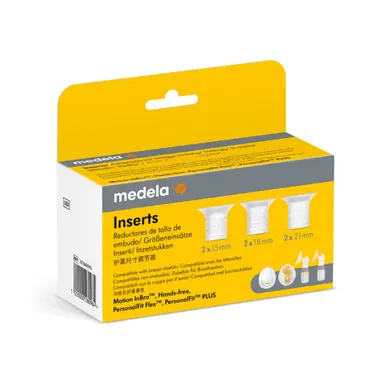 Milchpumpen, medela, Transparent – Besonderheit: je 2 Größeneinsätze in der Größe 21 mm, 18 mm und 15 mm