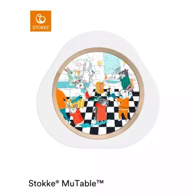 Kindertische, STOKKE, Mehrfarbig – Besonderheit: rundes Holzpuzzle für die MuTable Puzzlescheibe von Stokke