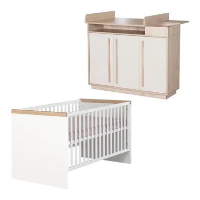 Babyzimmer Sets, roba, Weiß – Besonderheit: Set bestehend aus Gitterbett und Wickelkommode