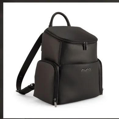 Wickelrucksäcke, nuna, Schwarz – Besonderheit: mehrere Innen- und Außentaschen (+ gepolstertes 16 Zoll Laptopfach und versteckter Tasche an der Unterseite des Rucksacks)