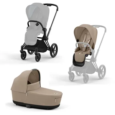 Kombi-Kinderwagen, cybex PLATINUM, Beige – Besonderheit: Set bestehend aus Rahmen, Wanne und Sitzpaket