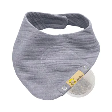 Dreieckstücher & Halstücher, Löwenkind, Grau – Besonderheit: enthält eine integrierte Padtasche für die Löwenkind-Kräuterpads