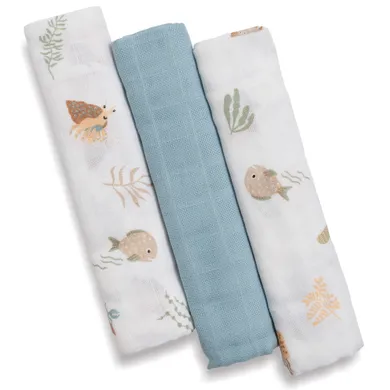 Mullwindeln, LITTLE ONE, Blau – Besonderheit: aus 100% Baumwolle