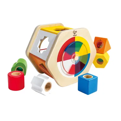 Steckspielzeug, Hape, Mehrfarbig – Besonderheit: mit 6 Blöcken mit unterschiedlichen Funktionen