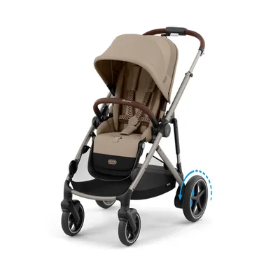 Kombi-Kinderwagen, cybex, Beige – Besonderheit: mit E-Antrieb und intuitiver Geschwindigkeitsregelung