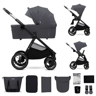Kombi-Kinderwagen, Kinderkraft, Grau – Besonderheit: perfekt für Stadt und Gelände dank pannensicherer Räder