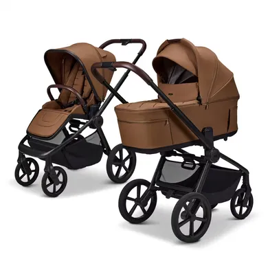 Kombi-Kinderwagen, MOON, Braun – Besonderheit: faltbar mit Babywanne auf dem Gestell