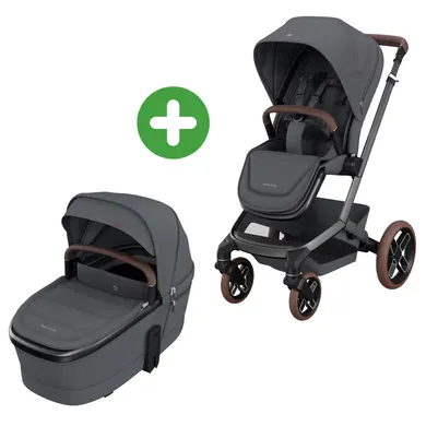 Kinderwagen Komplettsets, MAXI-COSI Premium, Grau – Besonderheit: Set bestehend aus Gestell mit Sitzeinheit und Babywanne