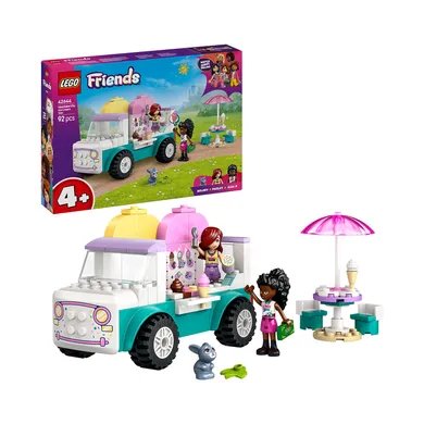 Konstruktionsspielzeug, LEGO, Mehrfarbig – Besonderheit: Eiswagen mit Eiswaffeln, Erdbeer-, Schoko- und Vanilleeis, Löffel, Streuseldose, Regenschirm, zwei Stühlen, Kasse und Spielgeld
