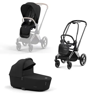 Kombi-Kinderwagen, cybex PLATINUM, Schwarz – Besonderheit: Set bestehend aus Rahmen, Wanne und Sitzpaket