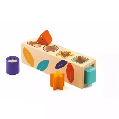Steckspielzeug, DJECO, Braun – Besonderheit: witziges Steckspiel aus Holz