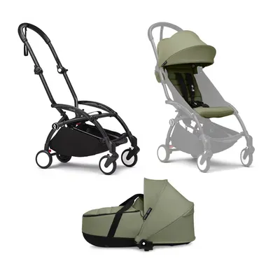 Kombi-Kinderwagen, STOKKE, Grün – Besonderheit: Set bestehend aus YOYO³ Gestell, YOYO³ 0+ Liegewanne und YOYO³ 6+ Textil-Set