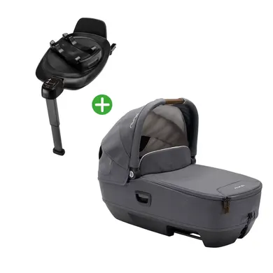 Babyschalen 0-13 kg, Gruppe 0+, nuna, Grau – Besonderheit: Set besteht aus Babywanne und Basisstation