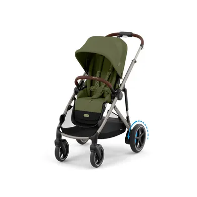 Sportwagen, cybex, Grün – Besonderheit: mit E-Antrieb und Multi-Terrain-Support - leicht gesteuert über den intuitiven Hebel am Schiebegriff