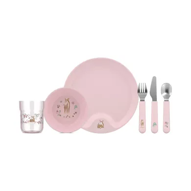 Besteck & Geschirr, MEPAL, Pink – Besonderheit: 6-teiliges Set mit Besteck, Trinkglas, Teller und Schüssel