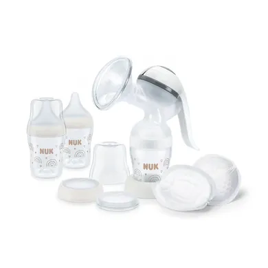 Milchpumpen, NUK, Transparent – Besonderheit: inkl. NUK Perfect Match Babyflaschen und NUK High Performance Stilleinlagen