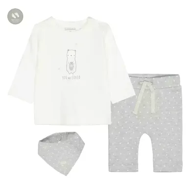 Langarmshirts, STACCATO, Grau – Besonderheit: bestehend aus Langarmshirt, Hose und Dreieckstuch
