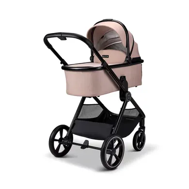 Kombi-Kinderwagen, MOON, Beige – Besonderheit: großes Sonnenverdeck mit UV-Schutz 50+ und luftdurchlässigem Fenster für Schatten und Luftzirkulation