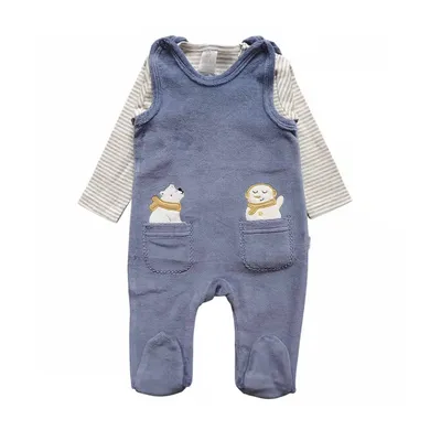 Strampler, LITTLE ONE, Blau – Besonderheit: Set bestehend aus Strampler und Langarmshirt