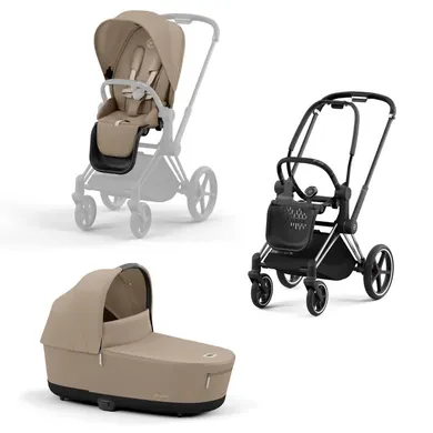 Kombi-Kinderwagen, cybex PLATINUM, Beige – Besonderheit: Set bestehend aus Rahmen, Wanne und Sitzpaket