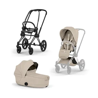 Kinderwagen Komplettsets, cybex PLATINUM, Beige – Besonderheit: Set bestehend aus Rahmen, Babywanne und Sitzpaket