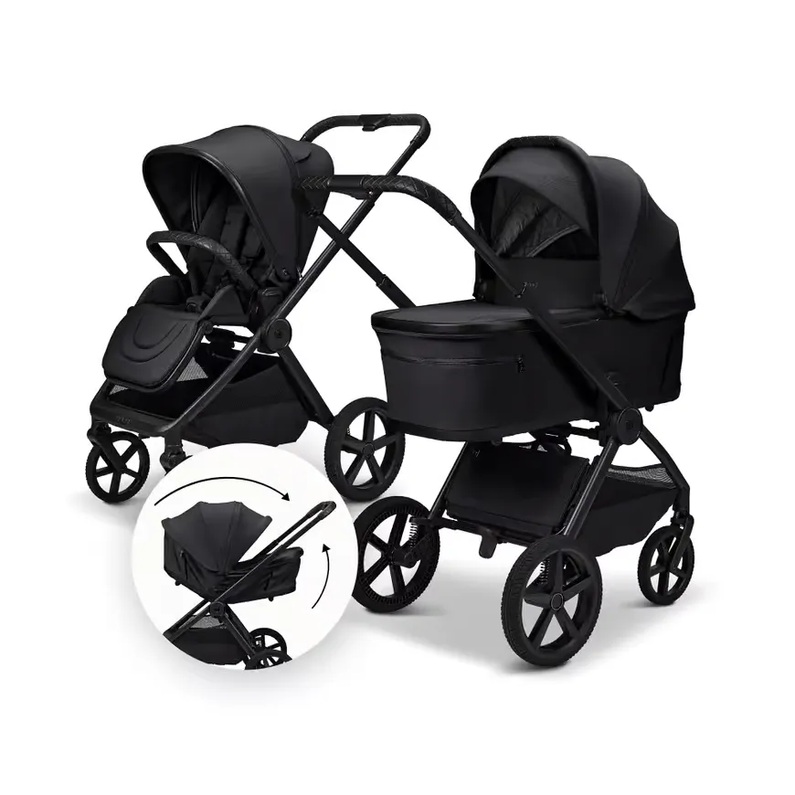Kombi-Kinderwagen, MOON, Schwarz – Produktansicht