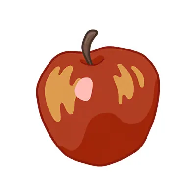 Apfel ein mit einem biss darauf.