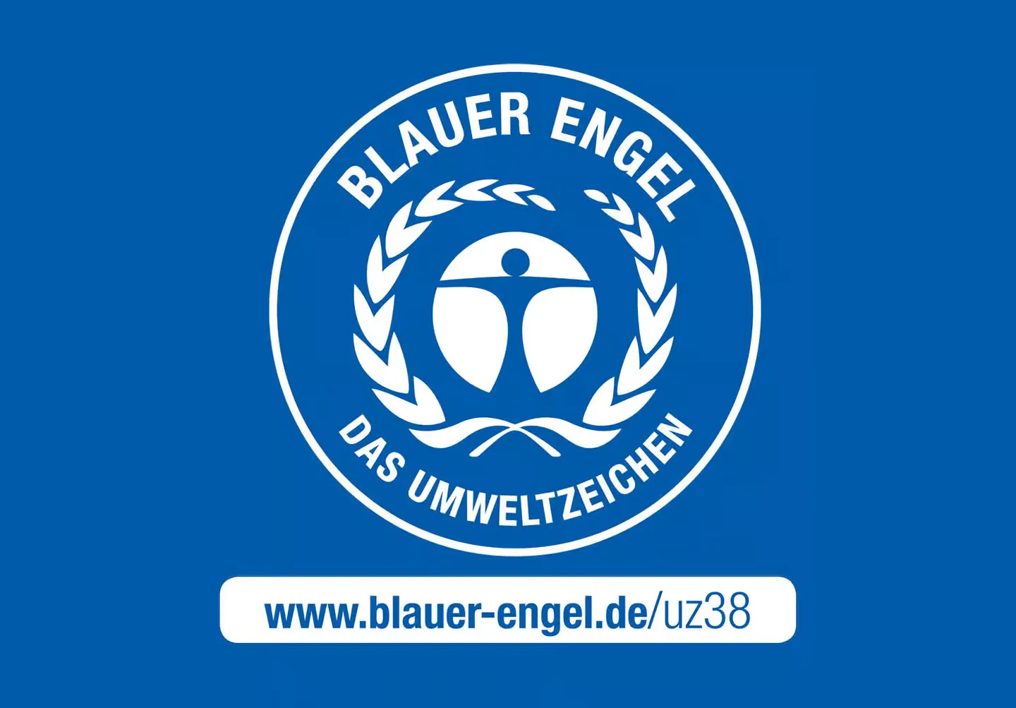 Person mit das blaue engel auf blauem hintergrund.